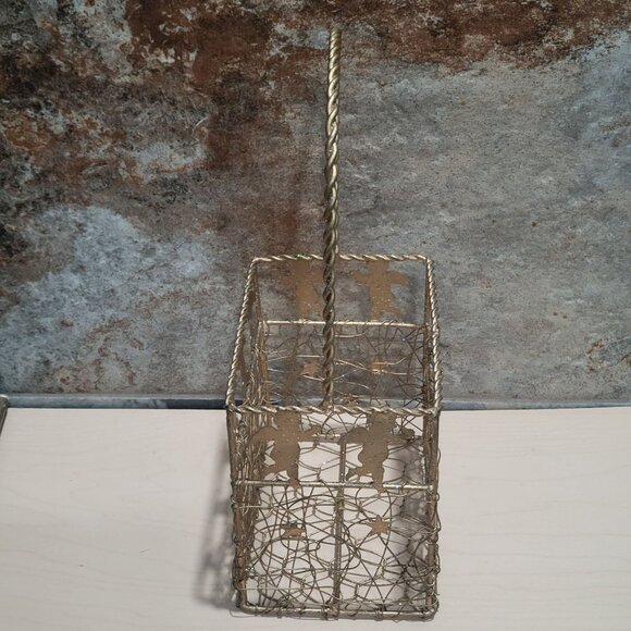 Gold Cherub Angel Stars Metal Wire Basket Twisted Handle - Picture 5 of 10